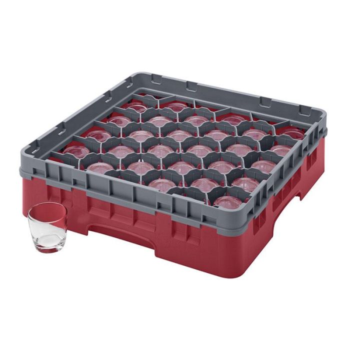 CAMBRO - 30S318-416 - Cesta de lavado 30 comp. 1 altura - 7,84 cm Ø máx. - alt. máx. 9,4 cm - 50 x 50 x 14,3 cm - Arándano
