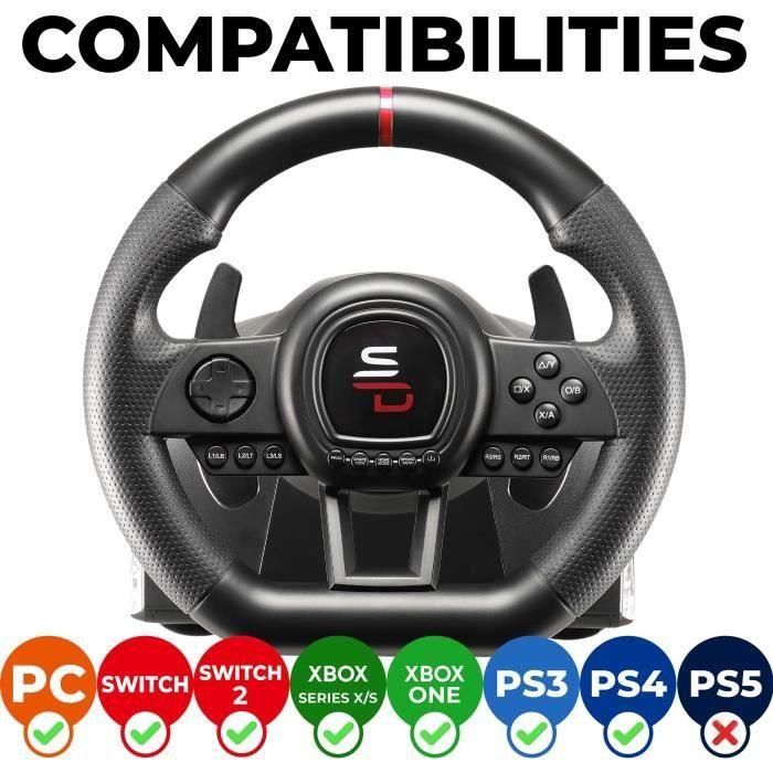 Volante de carreras - SUPERDRIVE - SV650 - Con pedales - Levas - Vibraciones - Multiplataforma 1
