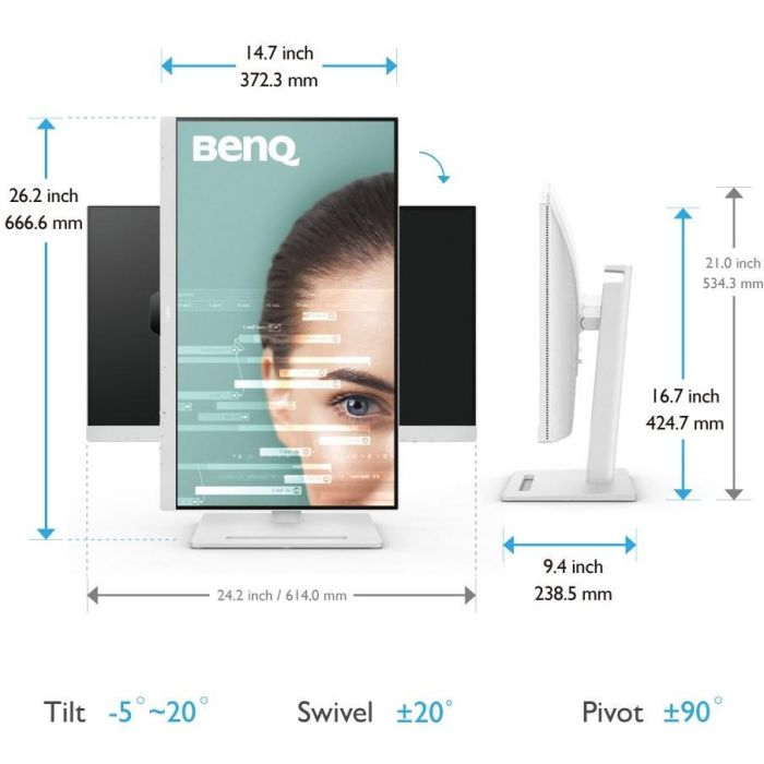 BenQ GW2790QT Monitor IPS QHD de 27" (2560x1440) con USB-C, DisplayPort, HDMI y Altavoces, Blanco 3