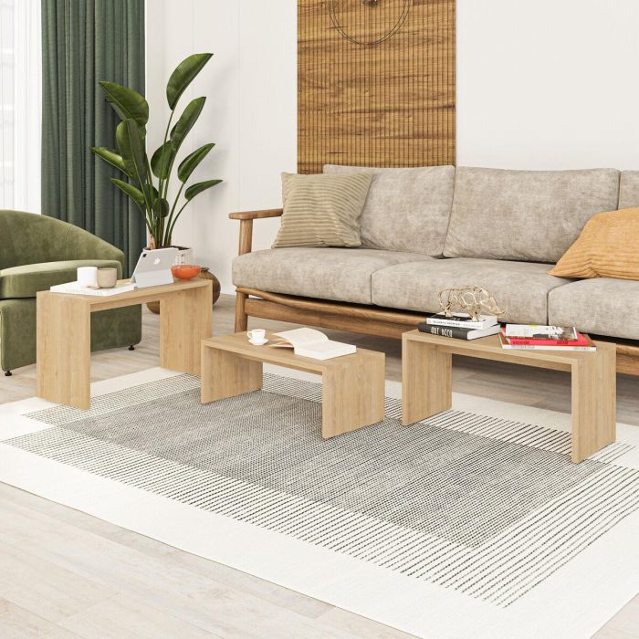 Juego de 3 mesas Alexandra House Living Roble Madera MDP 32 x 65 x 30 cm 24 x 65 x 30 cm 39 x 65 x 30 cm 2