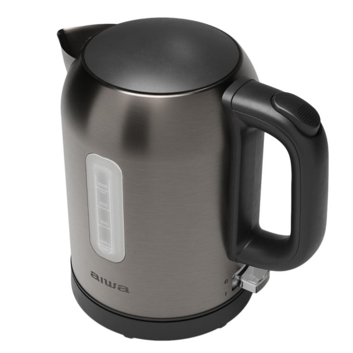 Aiwa Hervidora Eléctrica AKT-1000, 2200W, 1L, Acero Inoxidable Antihuellas, Hervidor de Agua Rápido con Controlador Strix 2