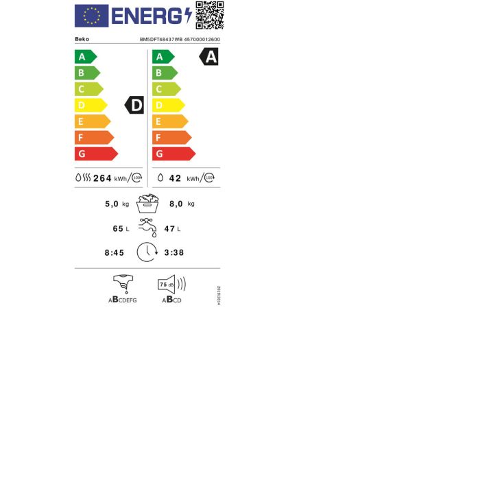 Lavadora - Secadora BEKO BM5DFT48437WB 1400 rpm 5 kg 8 kg 3