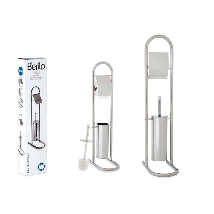 Escobillero de Metal Alto Cromado Berilo 17x75x10.5 cm, Plata (4 Unidades) Escobillero de Metal Alto Cromado Berilo 17x75x10.5 cm, Plata (4 Unidades)