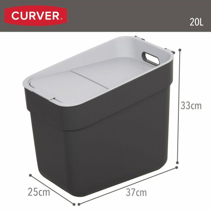 Cubo de basura Curver Gris Plástico 20 L (6 Unidades) 3 Cubo de basura Curver Gris Plástico 20 L (6 Unidades) 3