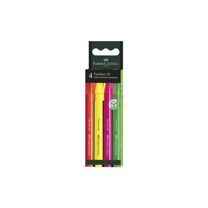 Marcador Fluor Faber-Castell Textliner 38 Pack De 4