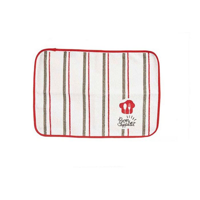 Kinvara Mantel Individual Rizo Bon Appetit 33x48 cm - Poliéster y Algodón, Rojo y Blanco (24 Unidades)