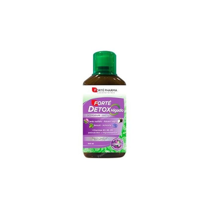 FORTE PHARMA Forte Detox Hígado 500ml con Desmodium, Cardo Mariano, Achicoria y Vitaminas B para Función Hepática