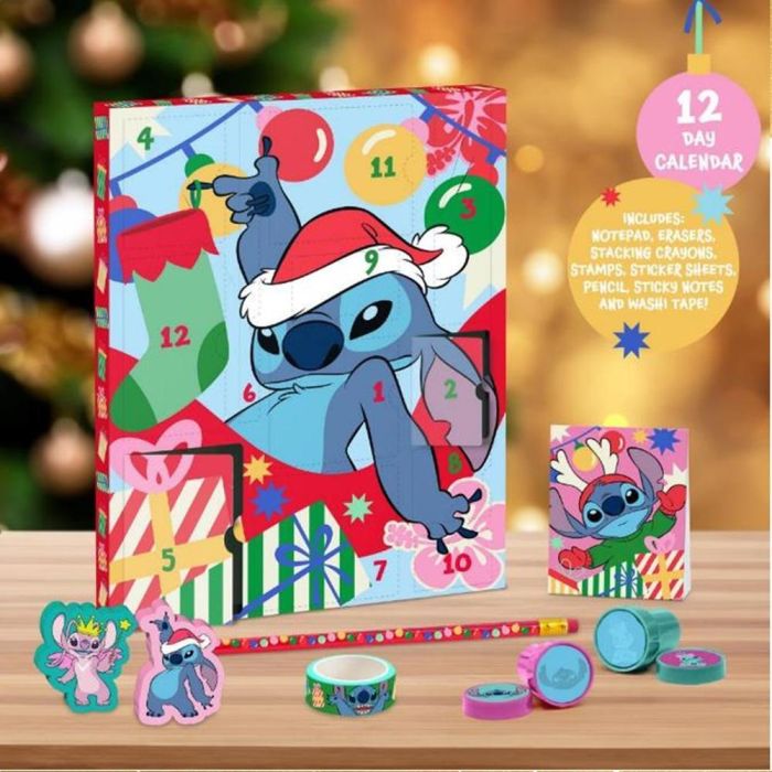 Paladone Calendario Adviento Disney Stitch 12 días con artículos de papelería