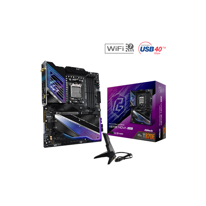 ASRock 90-MXBPX0-A0UAYZ Placa Base X870E NOVA WiFi ATX AMD Socket AM5 DDR5 Wi-Fi 7 para PC 8