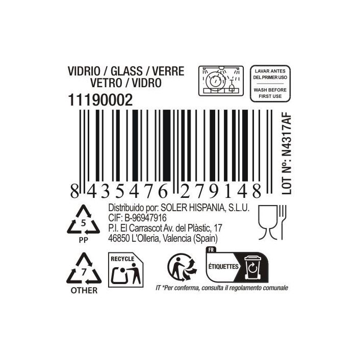 La Mediterranea Vaso 360 Cc "Nalon" Md ø7x9.5cm (48 Unidades)