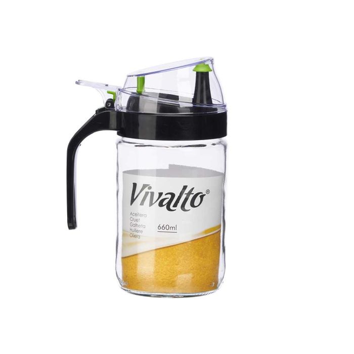 Aceitera de Cristal 660 ml con Aireador Negro - Vivalto (10 Unidades) 2 Aceitera de Cristal 660 ml con Aireador Negro - Vivalto (10 Unidades) 2