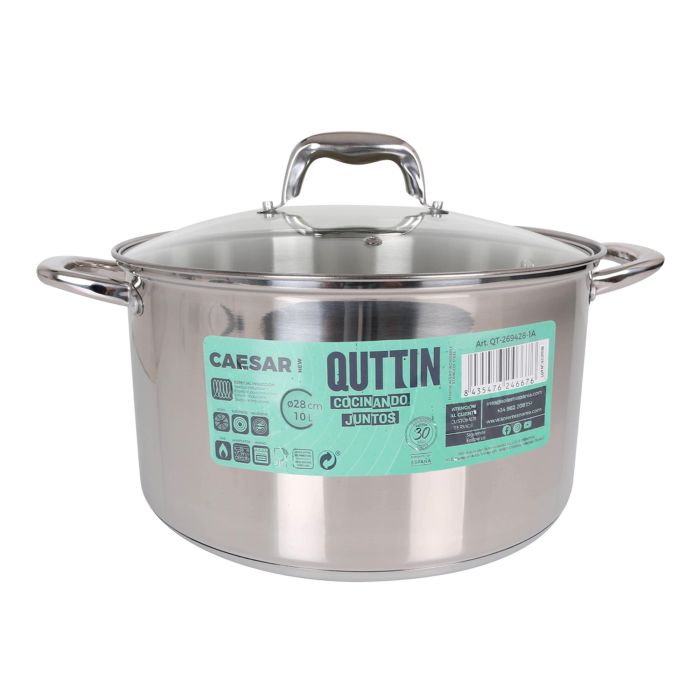 Olla de Acero Inoxidable Quttin 28 cm 10L New Caesar (2 Unidades) 3 Olla de Acero Inoxidable Quttin 28 cm 10L New Caesar (2 Unidades) 3