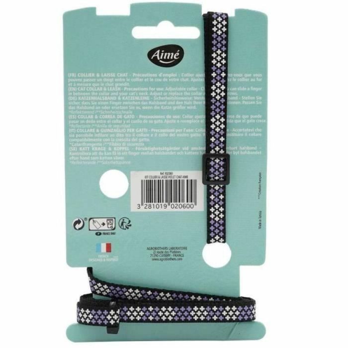 Aime AIM3281019020600 Kit Collar y Correa Morado Reflectante para Gatos 1 Aime AIM3281019020600 Kit Collar y Correa Morado Reflectante para Gatos 1