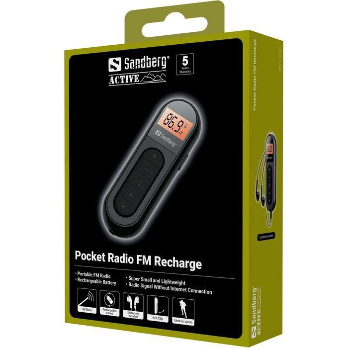 Sandberg Radio FM de Bolsillo Ultracompacta Recargable con Clip y Auriculares Incluidos para Deportes, Camping y Emergencias 10