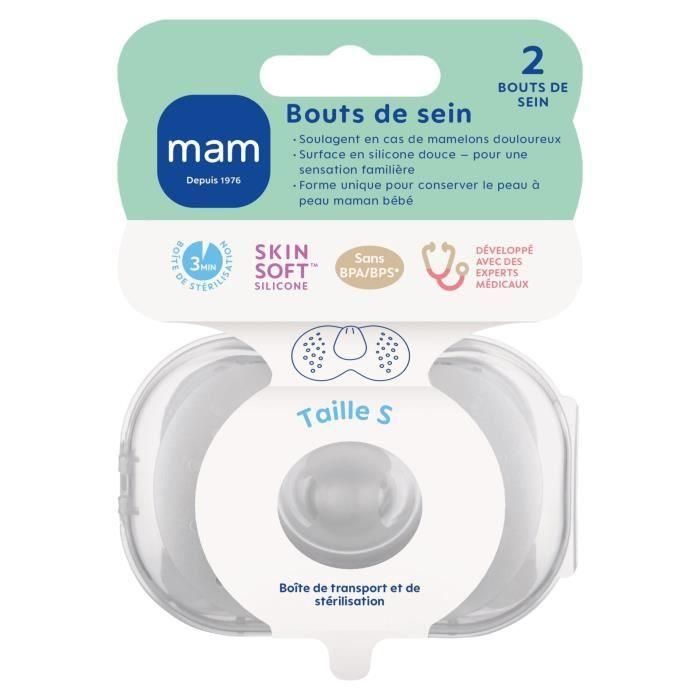 MAM Punta Mamaria de Silicona Talla S, Suave y Delgada para Bebés, Juego de 2 con Caja de Esterilización - Transparente 4 MAM Punta Mamaria de Silicona Talla S, Suave y Delgada para Bebés, Juego de 2 con Caja de Esterilización - Transparente 4