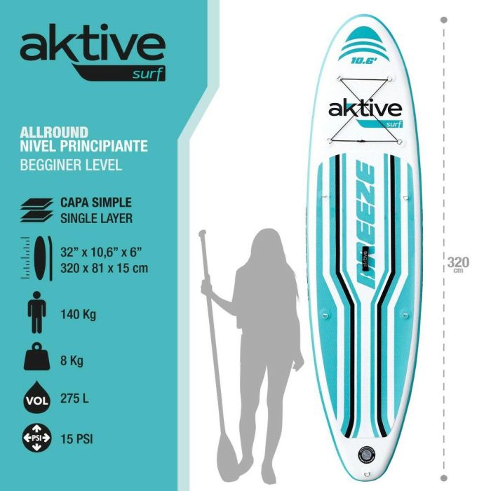Tabla de Paddle Surf Hinchable con Accesorios Aktive 5 Tabla de Paddle Surf Hinchable con Accesorios Aktive 5
