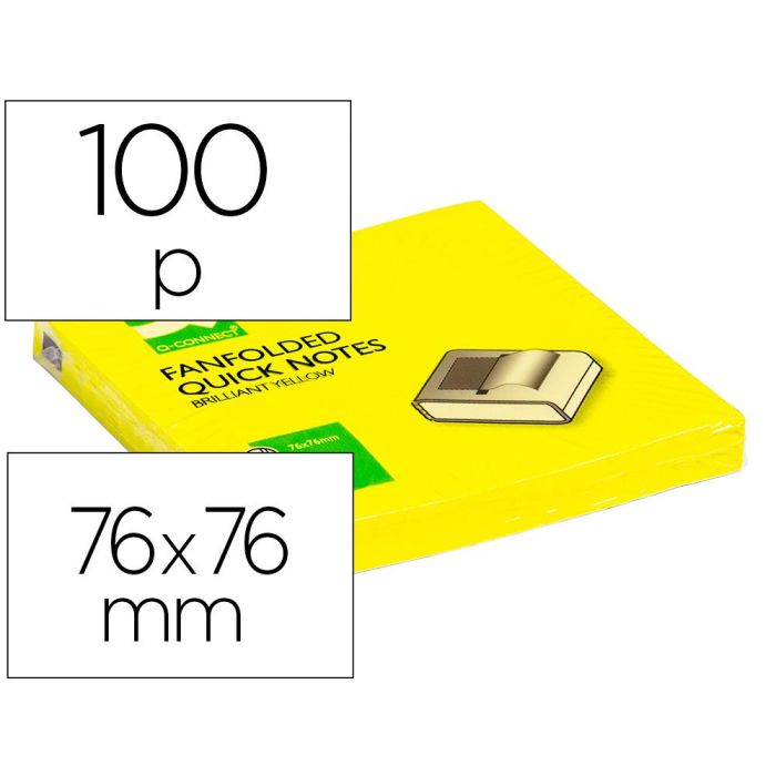 Bloc De Notas Adhesivas Quita Y Pon Q-Connect 76x76 mm Amarillo Neon Zig-Zag 6 unidades