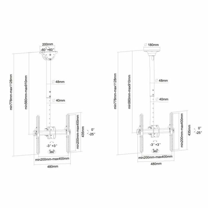 Neomounts Select Tv/Monitor Ceiling Mount For 32"-60" Screen, Height Adjustable - Black 1 Neomounts Select Tv/Monitor Ceiling Mount For 32"-60" Screen, Height Adjustable - Black 1
