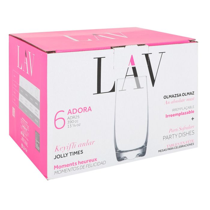 Lav Set 6 Vasos Refresco Adora 390 cc (8 Cajas)
