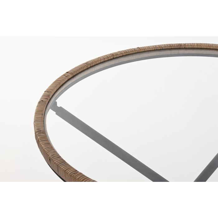 DKD Home Decor Mesa Auxiliar Scandi Desmontable de Metal y Cristal, Negro y Natural, 80x48x80 cm 1 DKD Home Decor Mesa Auxiliar Scandi Desmontable de Metal y Cristal, Negro y Natural, 80x48x80 cm 1