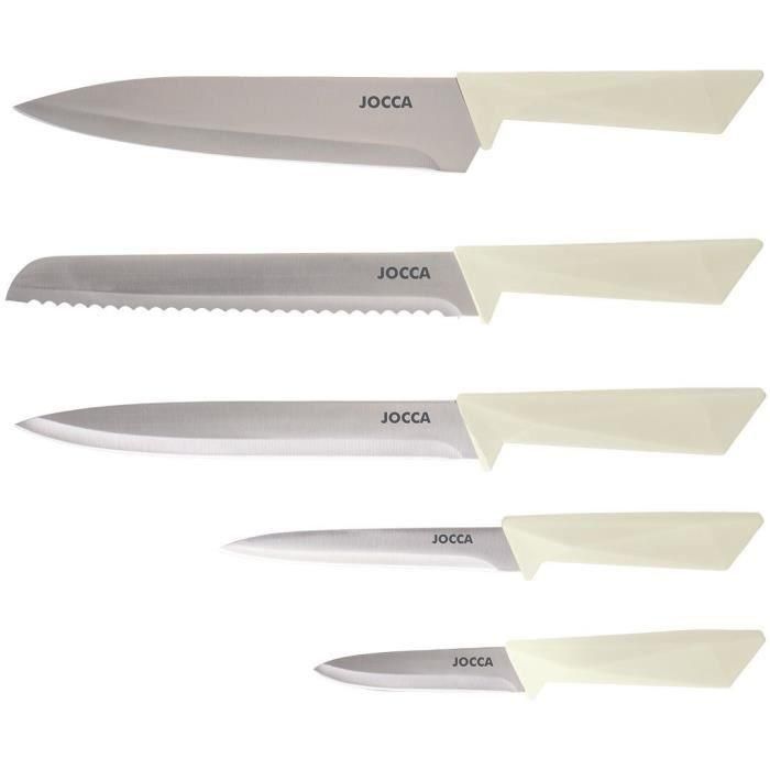 Jocca JOC8435253586605 Juego de 5 Cuchillos con Taco de Polipropileno Beige 2 Jocca JOC8435253586605 Juego de 5 Cuchillos con Taco de Polipropileno Beige 2