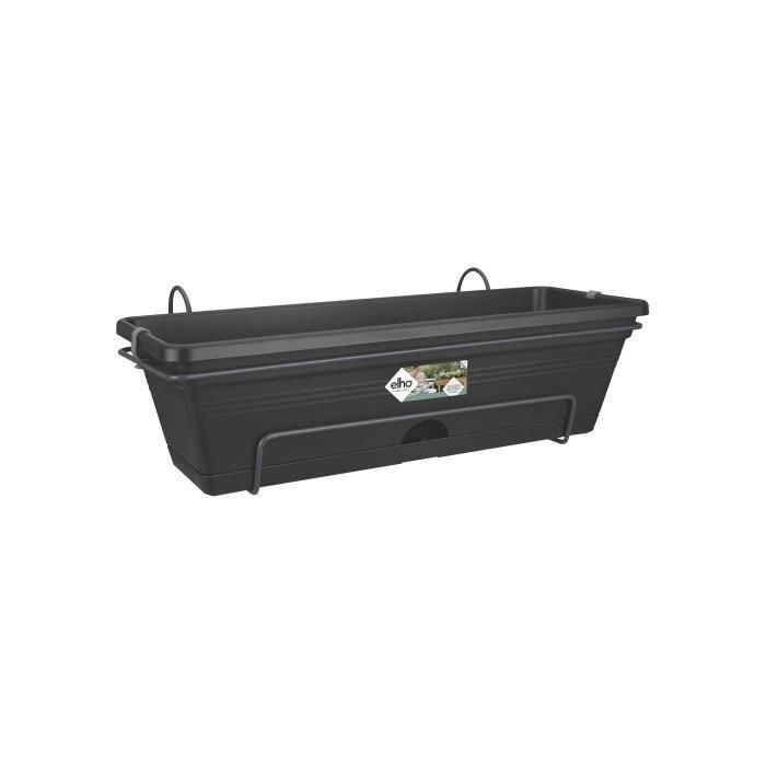 Elho Jardinera Green Basics Allin1 50 para Balcón y Exterior, Plástico 100% Reciclado, Soporte Metal, Riego Fácil, Resistente Heladas, Negra, 47.3 cm Ancho 1