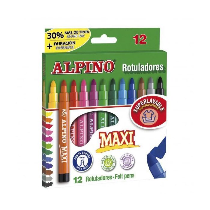 Alpino Rotuladores Maxi Punta Gruesa Estuche De 12 C-Surtidos Alpino Rotuladores Maxi Punta Gruesa Estuche De 12 C-Surtidos