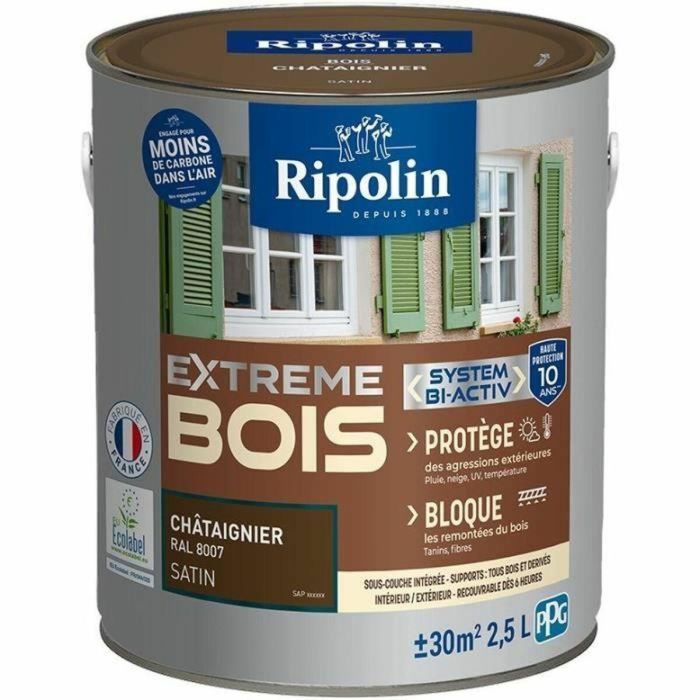 Ripolin RIP3174269033790 - Pintura para Madera Extrema Castaño Satinado 2,5 L Ripolin RIP3174269033790 - Pintura para Madera Extrema Castaño Satinado 2,5 L