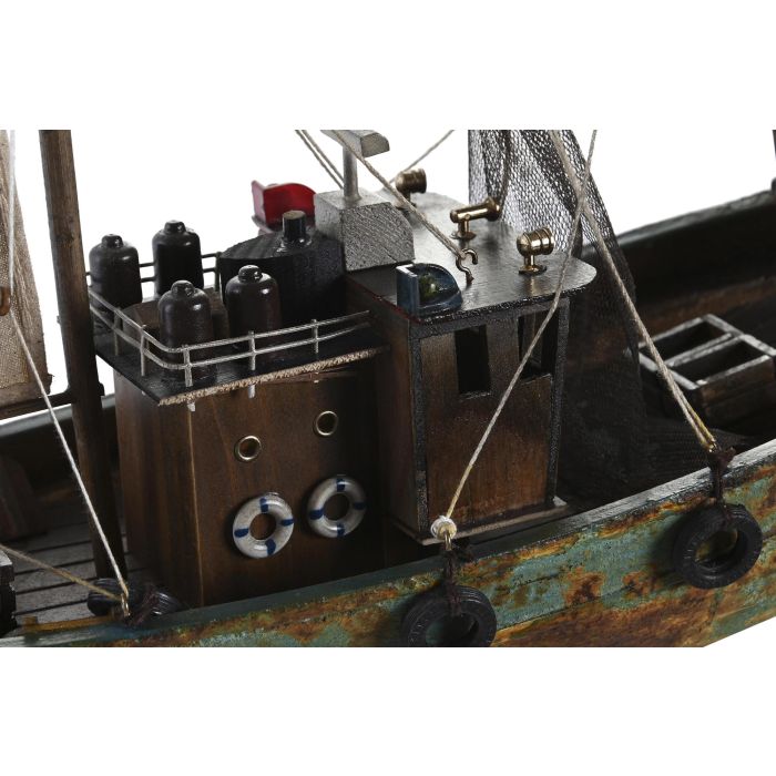 DKD Home Decor Barco Verde Marron Oscuro Madera 13 x 35 x 40 cm 1