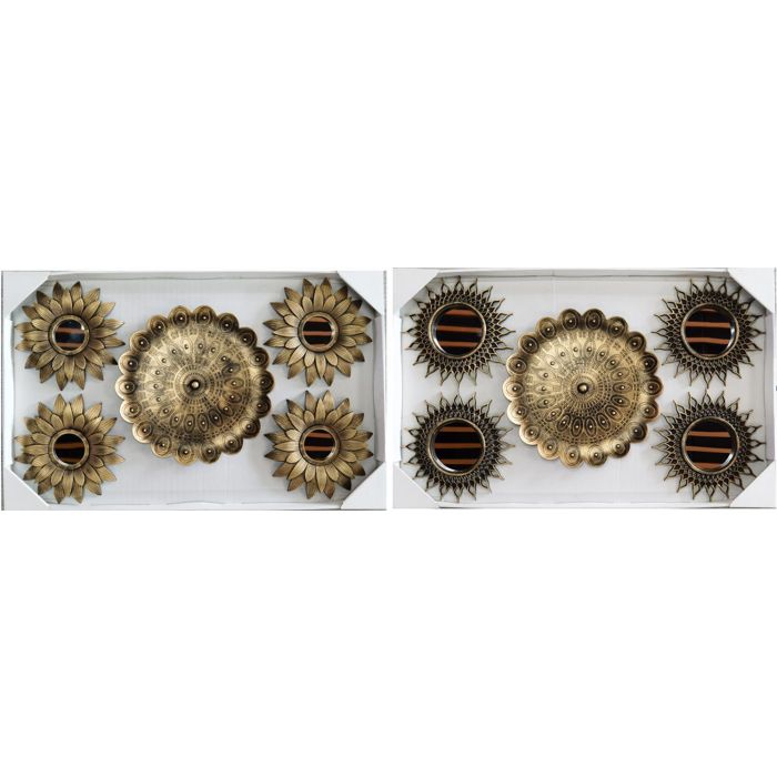 Juego de Espejos DKD Home Decor Cristal Dorado PP 2 Unidades (35 x 2 x 35 cm)