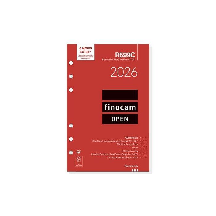 Recambio Agenda Anual (2026) Catalan Finocam R599C Open 500 117X181 Anualidad S/V