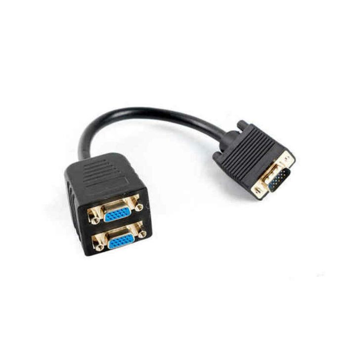 Lanberg AD-0020-BK Cable VGA 0,2 m, Conector VGA (D-Sub) a Doble VGA (D-Sub), Negro