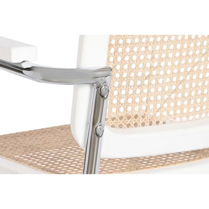 Silla con Reposabrazos DKD Home Decor Blanco Plateado Natural Ratán Madera de olmo 65,5 x 62 x 79 cm 1