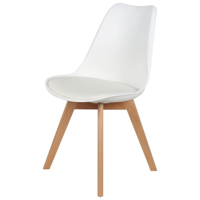 Home Deco Factory Silla Acolchada Blanca COPENHAGUE, Diseño Escandinavo Beech Tulipa Charles Eames, Patas de Madera de Haya, Asiento Acolchado 0 Home Deco Factory Silla Acolchada Blanca COPENHAGUE, Diseño Escandinavo Beech Tulipa Charles Eames, Patas de Madera de Haya, Asiento Acolchado 0