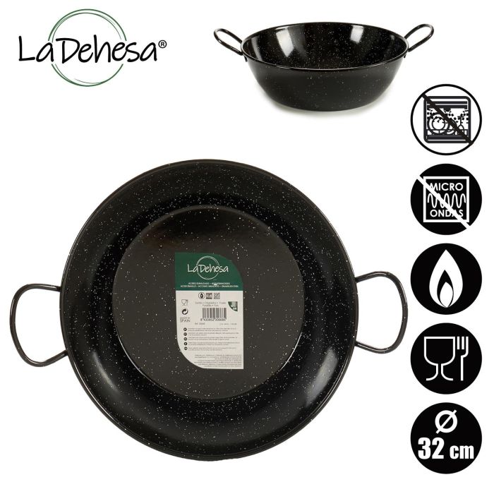 Sartén Honda Esmaltada 32 cm La Dehesa - Acero Esmaltado Negro (6 Unidades) 3