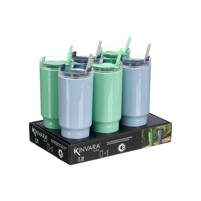 Vaso Pajita Asa 1200Ml Surtidos Azul Verde Kinvara 14x30x10cm (Set de 12) 2 Vaso Pajita Asa 1200Ml Surtidos Azul Verde Kinvara 14x30x10cm (Set de 12) 2