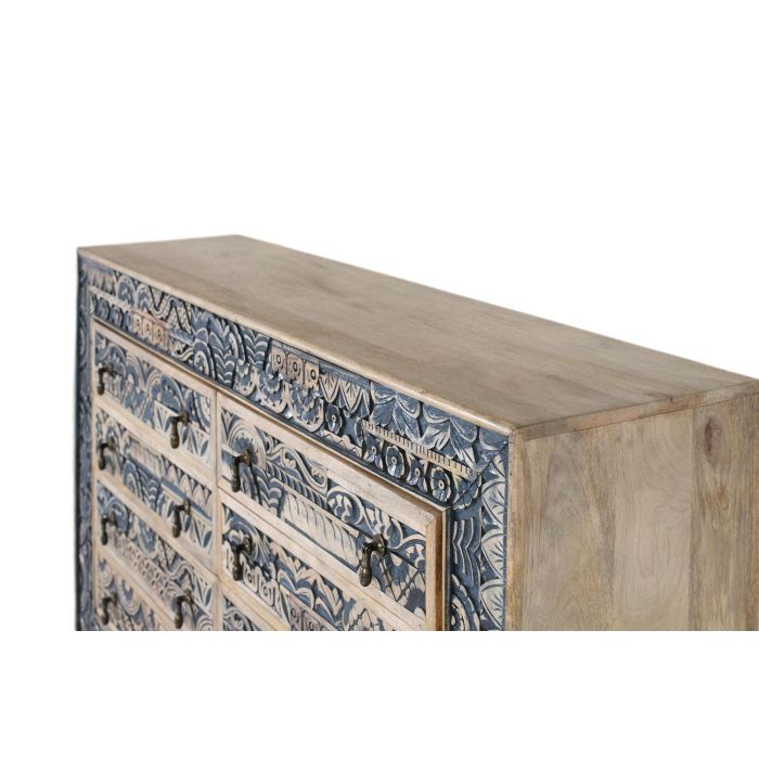 GINER Y COLOMER Aparador Bicolor de Madera de Mango Natural y Azul Envejecido con 8 Cajones 2