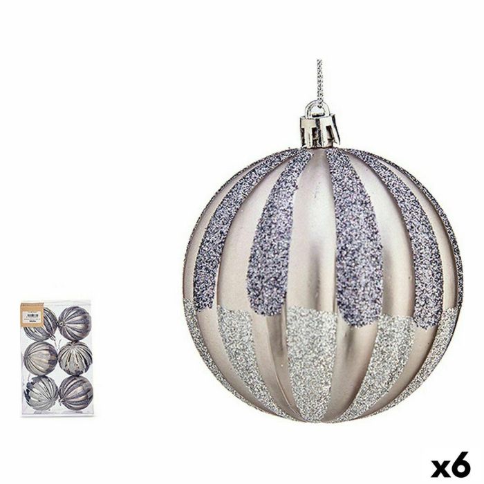 Set de Bolas de Navidad 10 cm Plateado PVC (6 Unidades) 0 Set de Bolas de Navidad 10 cm Plateado PVC (6 Unidades) 0