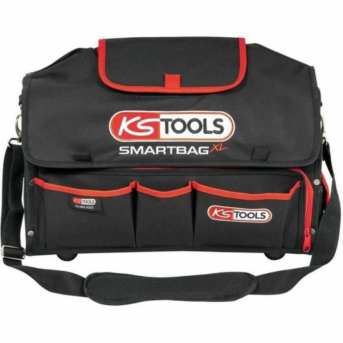 Ks Tools Bolso Bandolera Grande para Herramientas y Accesorios, Vacío, Ultra Resistente, Asa Reforzada, Correa Acolchada, Múltiples Bolsillos