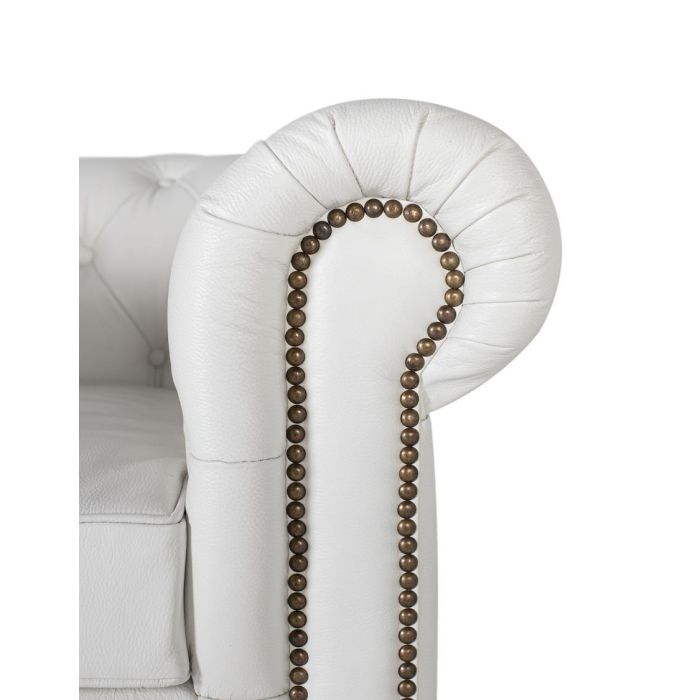 GINER Y COLOMER Sillón Chester Uniplaza Tapizado en Piel Natural Acabado Blanco 3