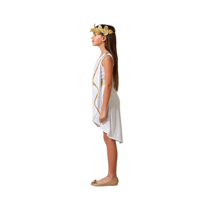 Disfraz Romana Niña Vestido Blanco Con Cinturón Dorado 3-4 Años 1 Disfraz Romana Niña Vestido Blanco Con Cinturón Dorado 3-4 Años 1