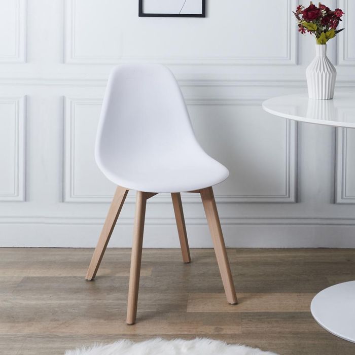Home Deco Factory Silla STOCKHOLM Blanca Diseño Escandinavo Patas Madera Asiento Plástico 6