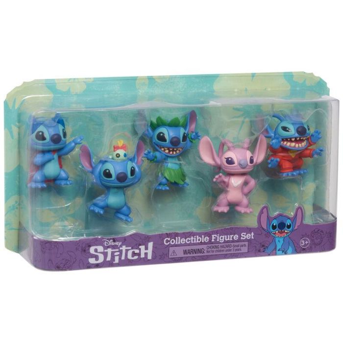 Just Play 46211 Pack 5 Figuras Coleccionables Disney Lilo & Stitch: Stitch, Angel, Scrump, 7.6cm, +3 años
