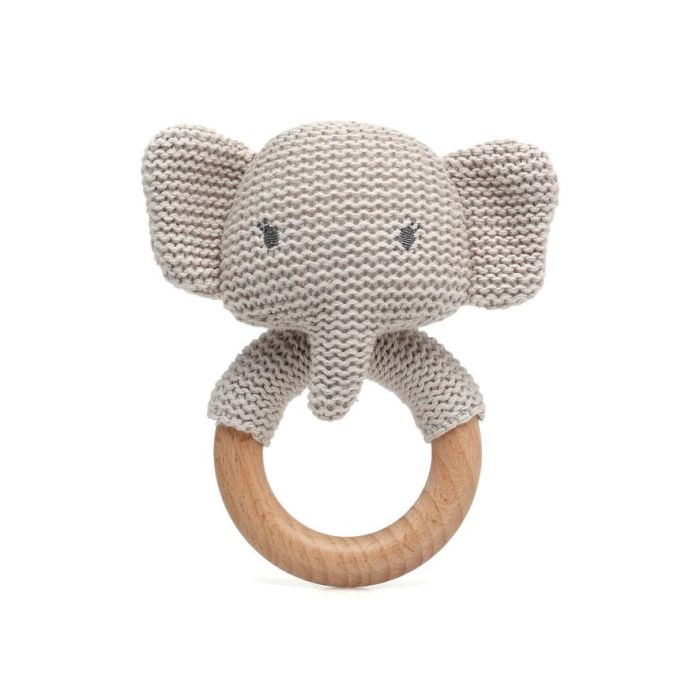 Elefante 13 cm Sonajero Gris Algodón 2