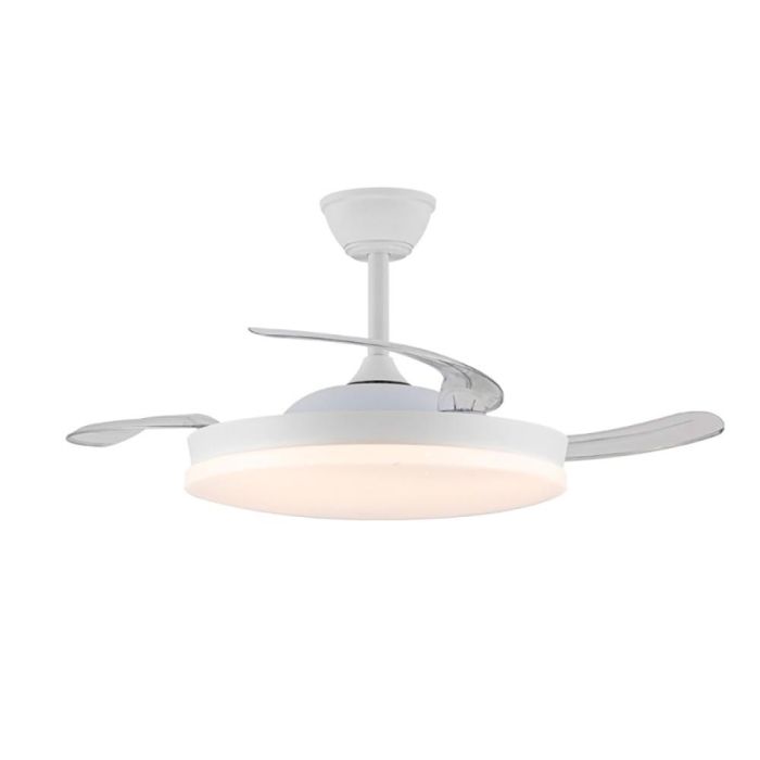 Cristalrecord Ventilador de Techo LED 3CCT Stars Evo Smart Blanco, Aspas Retráctiles, Motor DC, Silencioso 72W 7920 lm