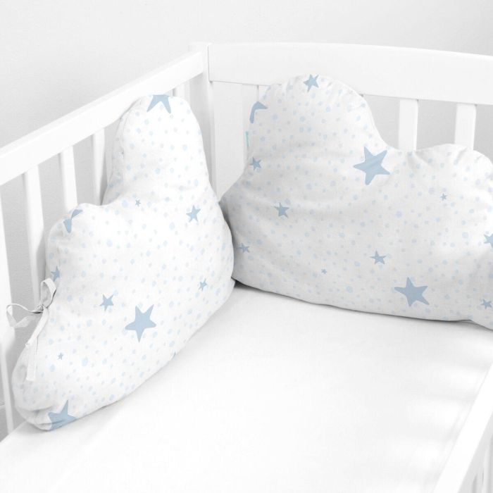 Protector de Cuna HappyFriday Basic Kids Little star Azul 60 x 40 cm 2