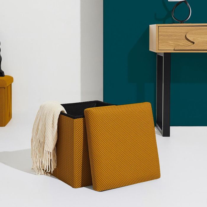 Caja-Puf Plegable Atom Mostaza Home Deco Factory 1 Caja-Puf Plegable Atom Mostaza Home Deco Factory 1