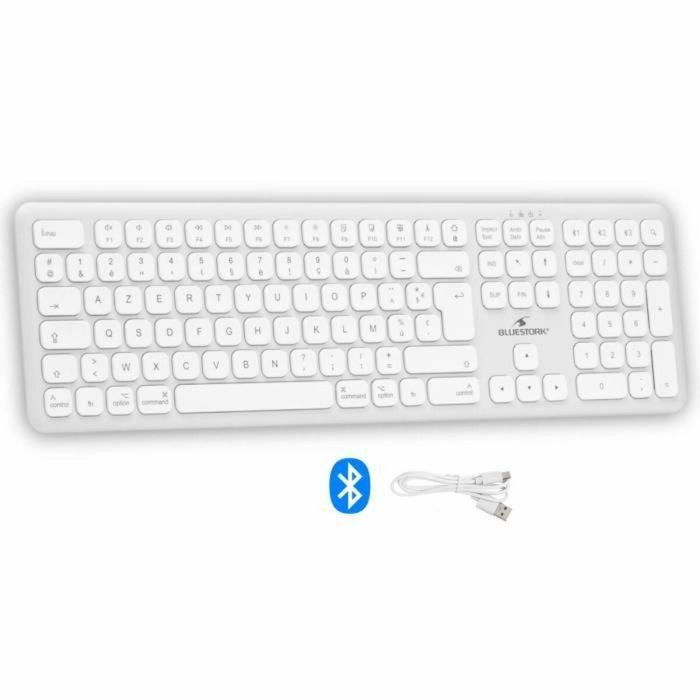 Teclado inalámbrico Bluetooth - BLUESTORK - MAC - Tamaño completo - Compatible con Mac - Blanco