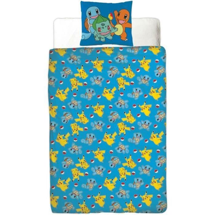 Pokemon AAARV73701 - Juego de cama reversible Pikachu y Starter 1G II - Microfibra - 1 funda nórdica 140x200 cm + 1 funda almohada 63x63 cm 4