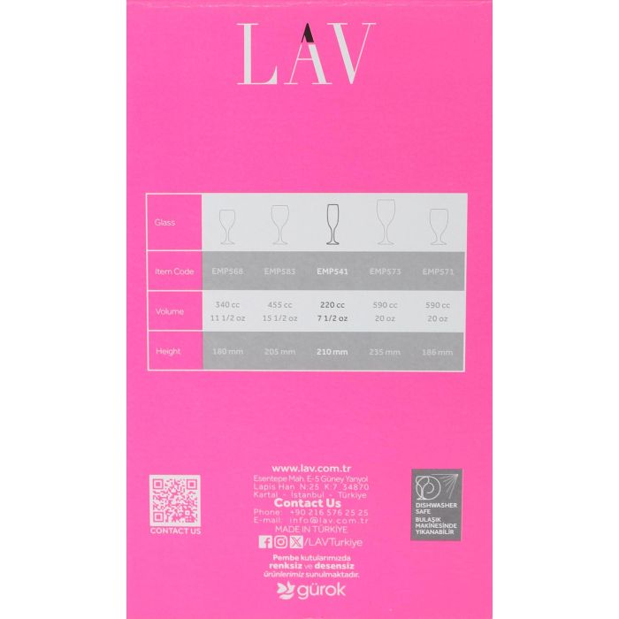 Lav Set 6 Copas Cava 220 cc Empire (4 Cajas) 1